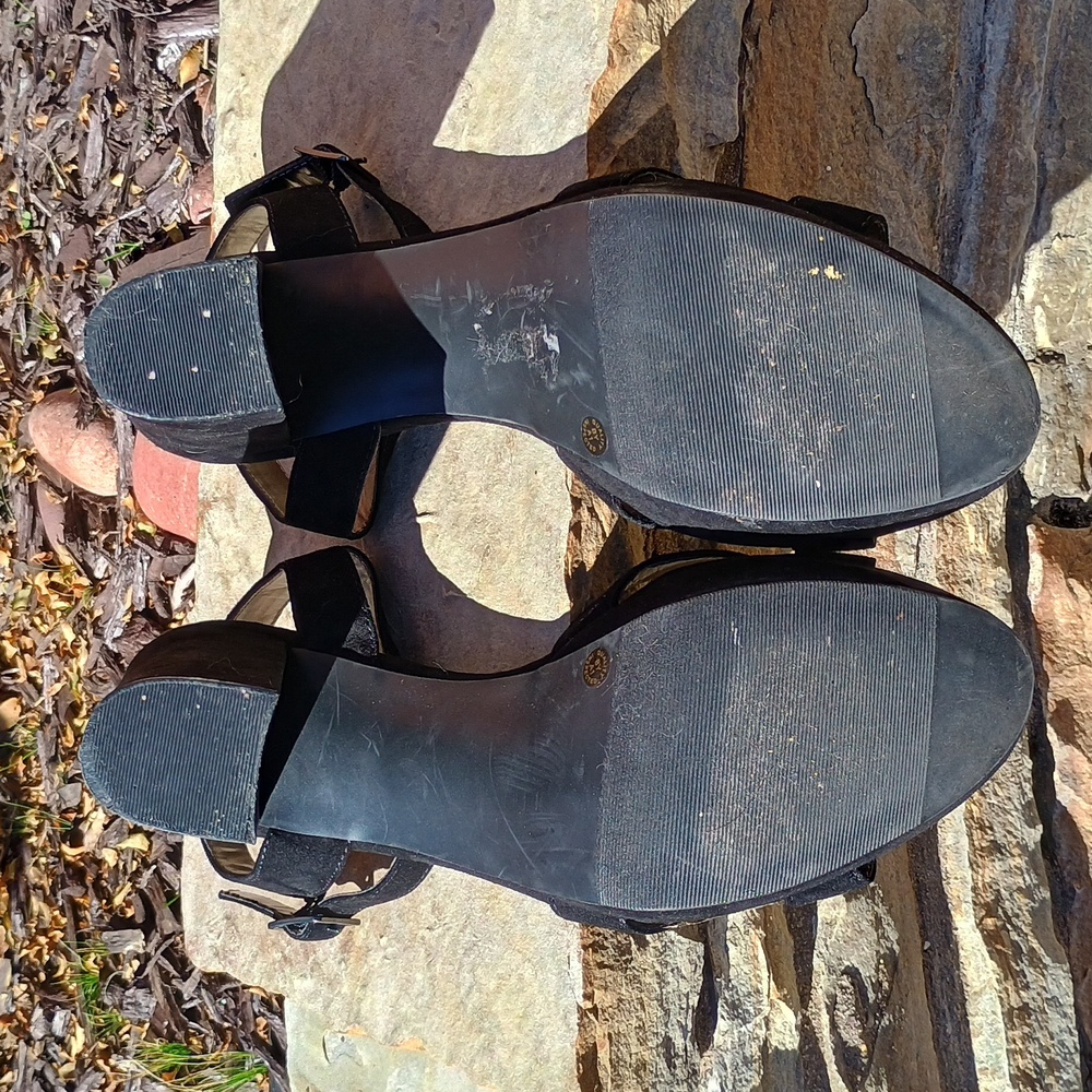 Worthington Black Suede Strappy Block Heels Women's Size 9.5 - Picture 5 of 7